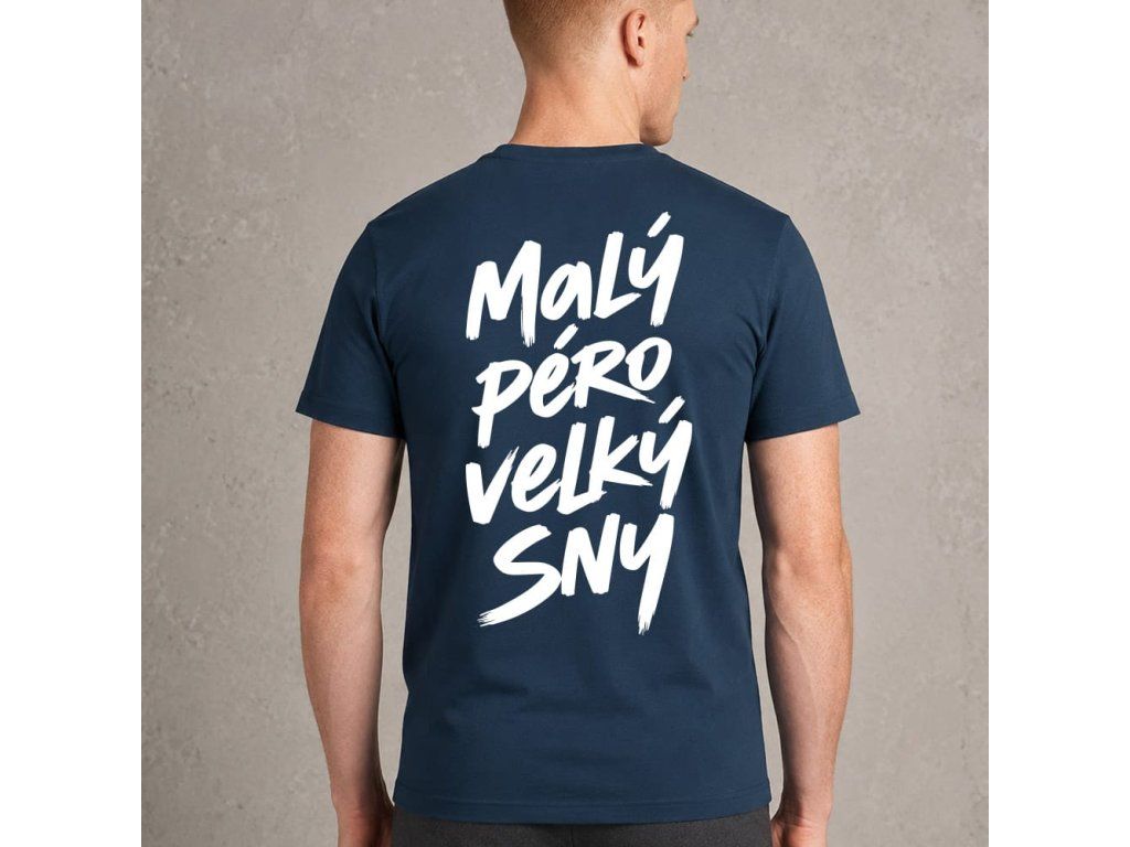 Námořně modré pánské tričko Malý péro, velký sny