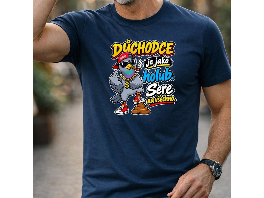 Barevná varianta pánského trička pro důchodce