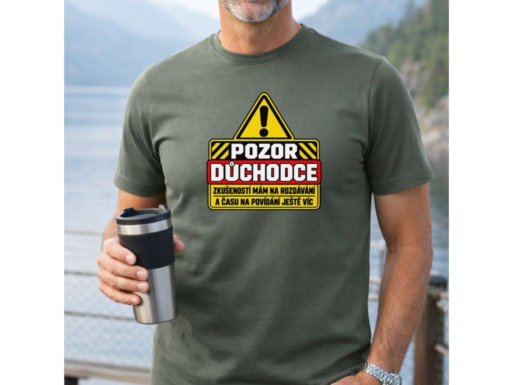 Detail motivu Pozor důchodce s výstražnou cedulí