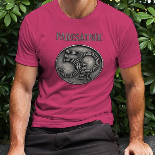 Pánské tričko Padesátník v barvě purpurová