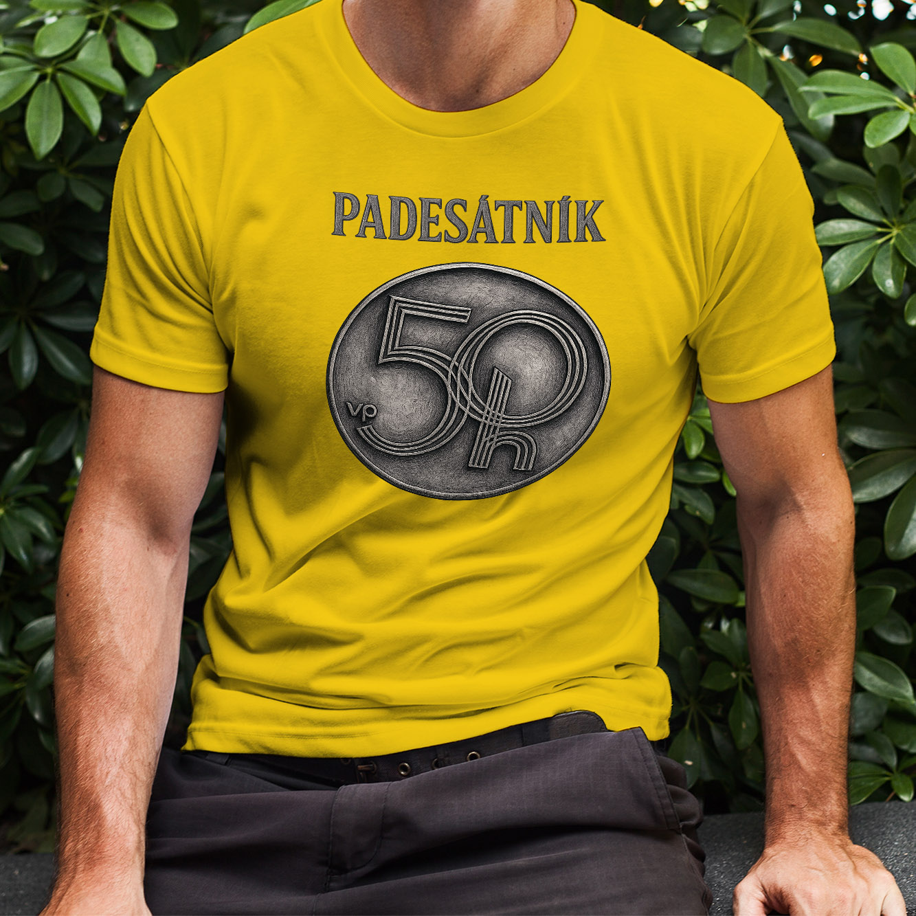 Pánské tričko Padesátník v barvě žlutá