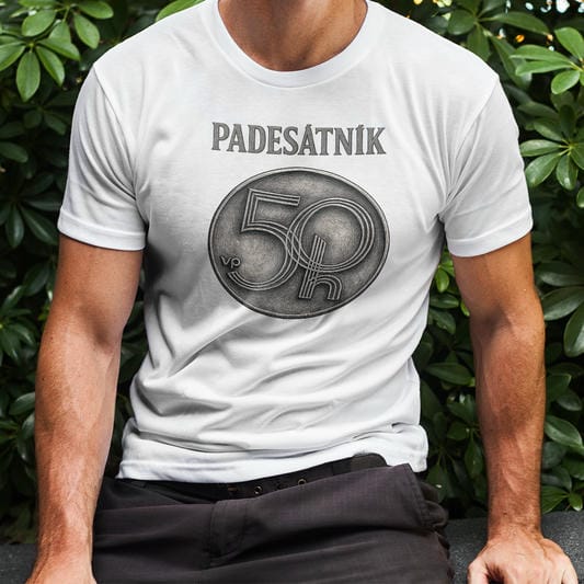 Pánské tričko Padesátník v barvě bílá
