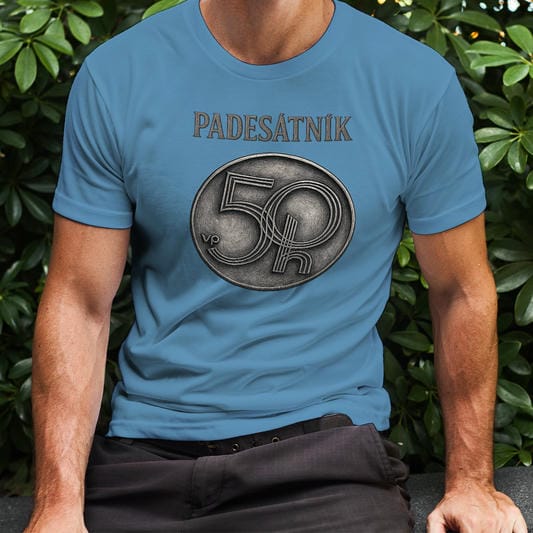 Pánské tričko Padesátník v barvě azurově modrá