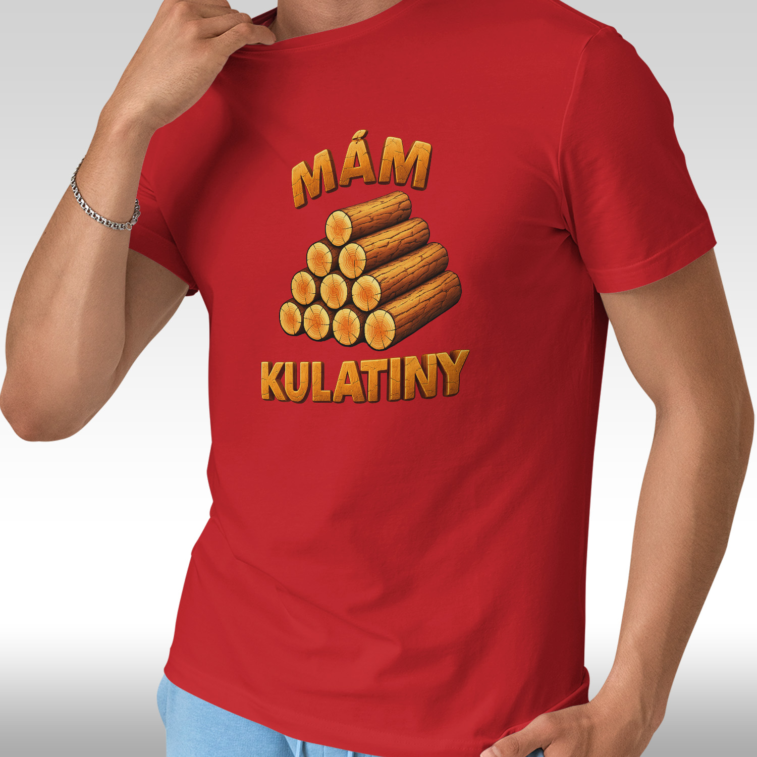 Pánské tričko Mám kulatiny v barvě červená