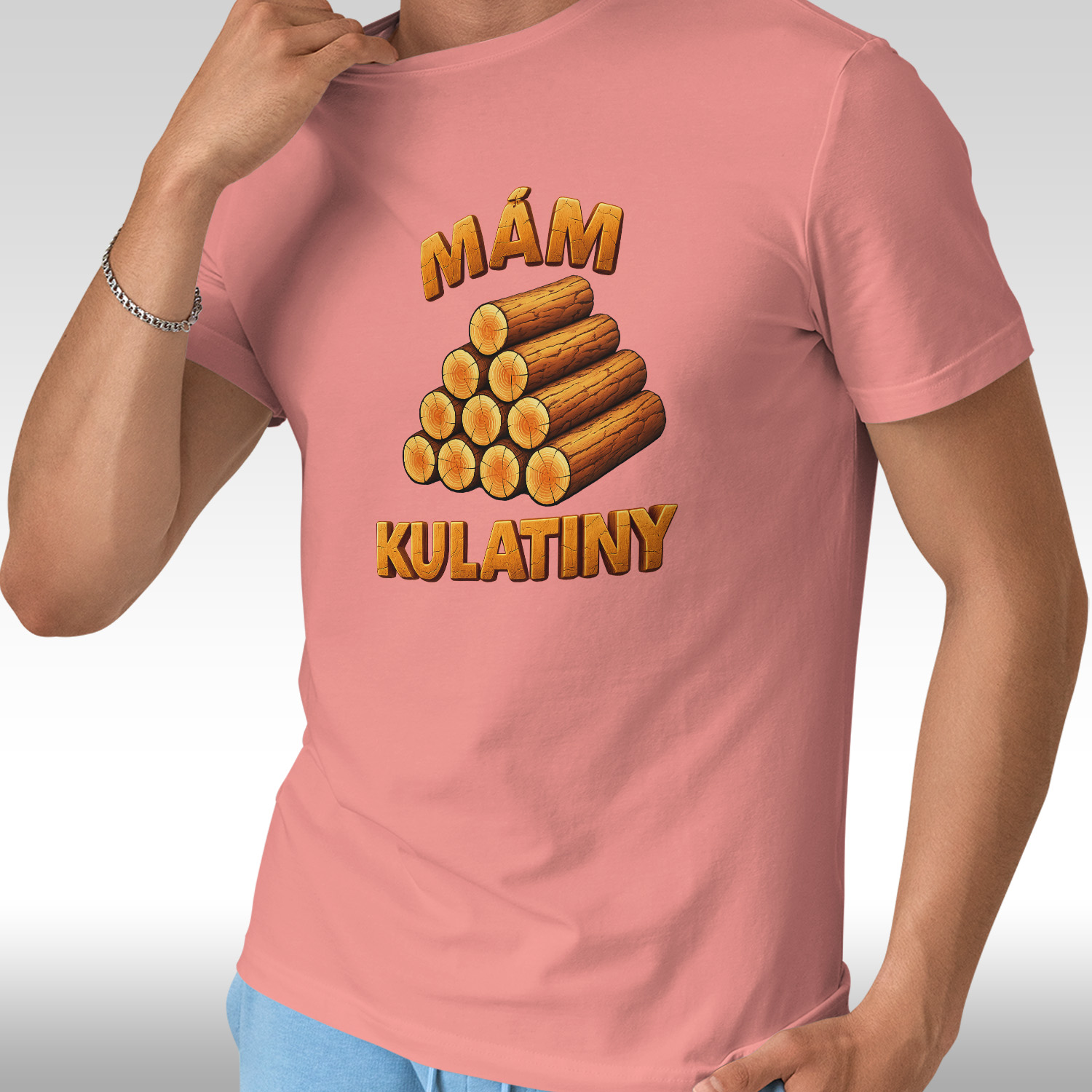 Pánské tričko Mám kulatiny v barvě korálová