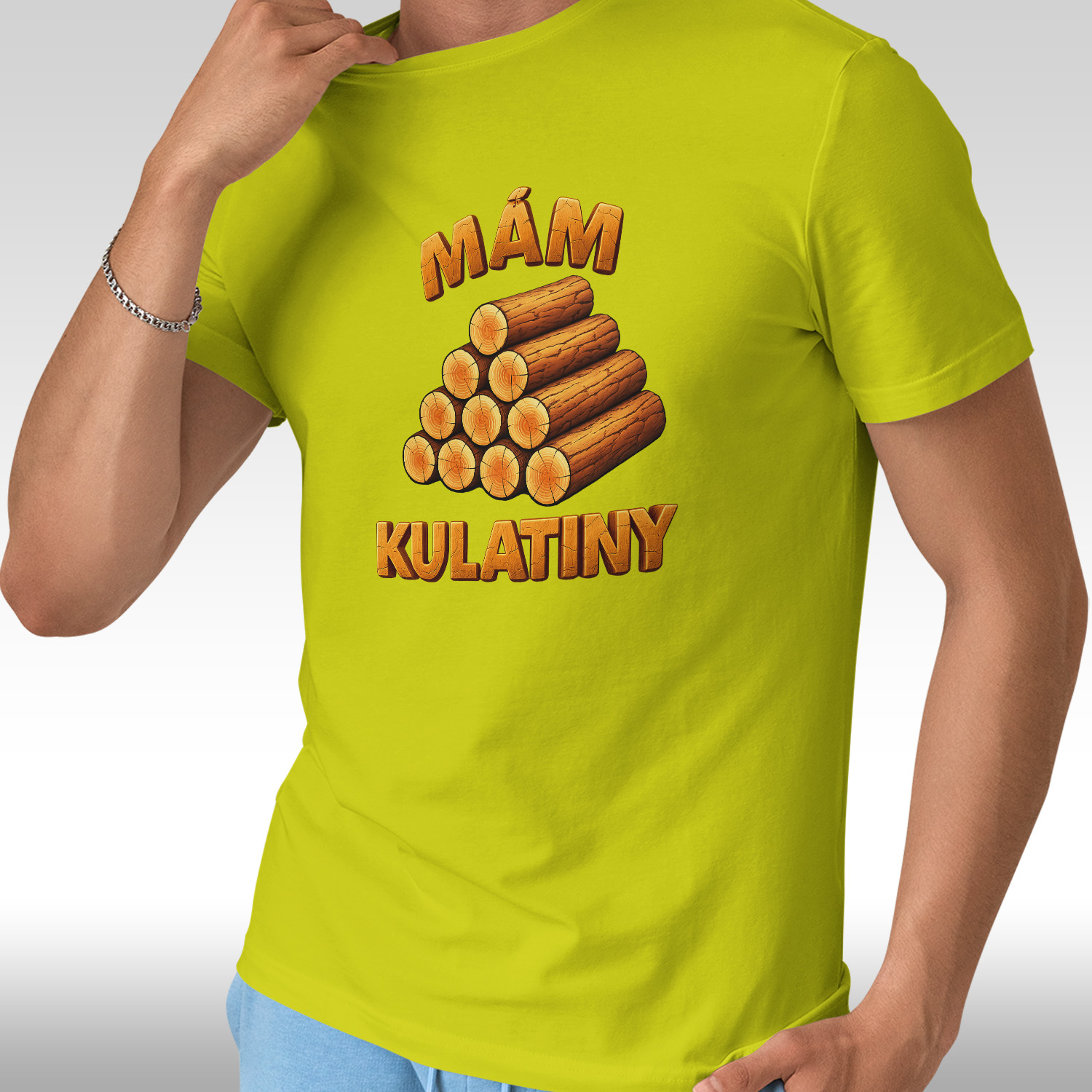 Pánské tričko Mám kulatiny v barvě limetková