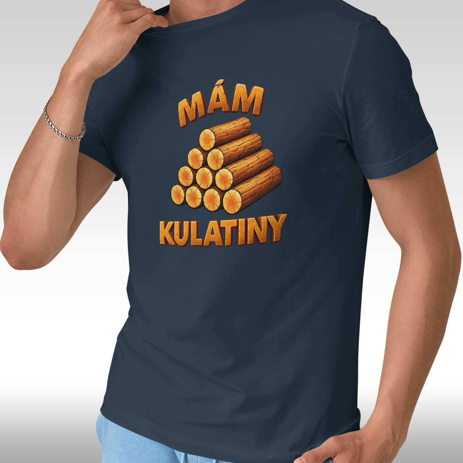 Pánské tričko Mám kulatiny v barvě námořní modrá