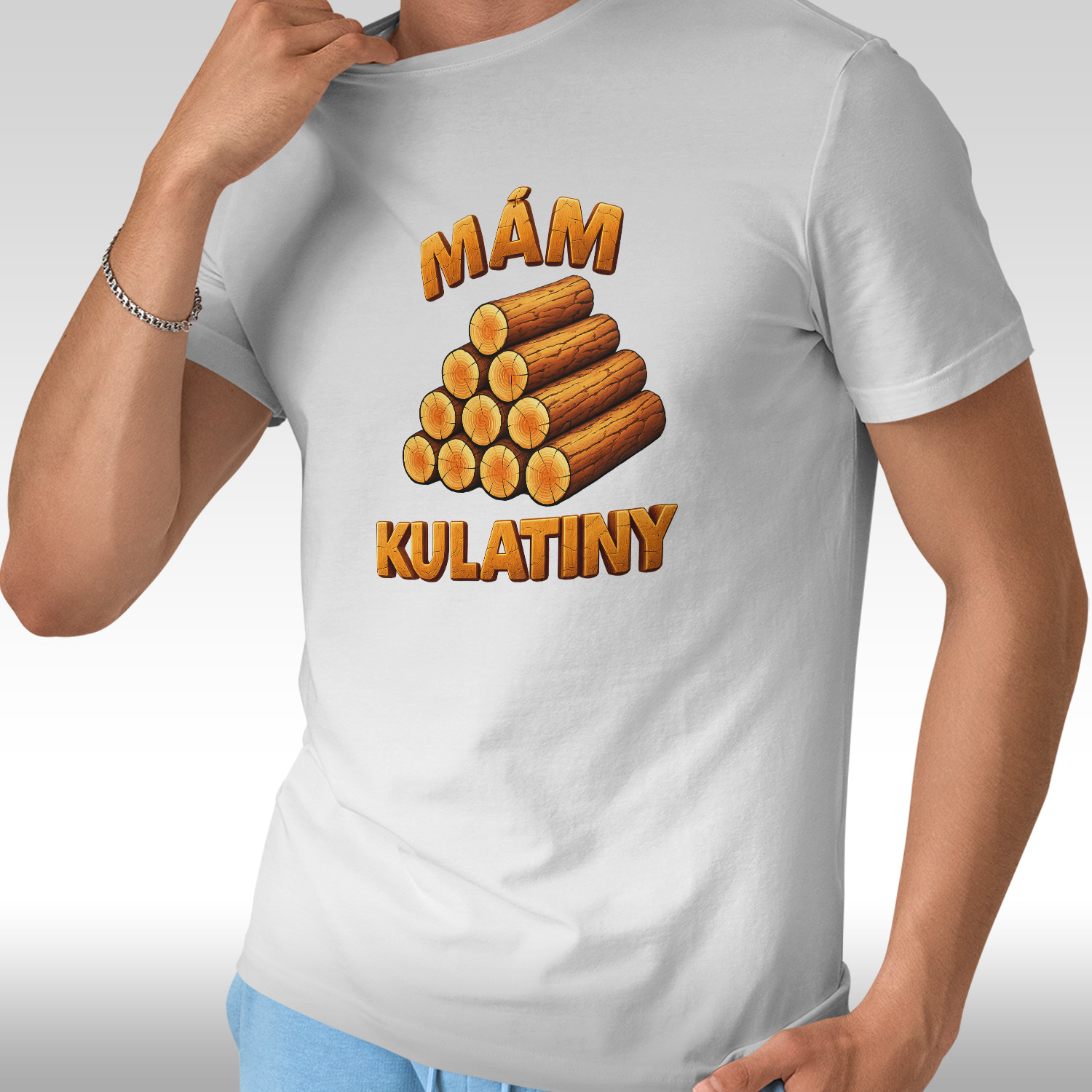 Pánské tričko Mám kulatiny v barvě bílá