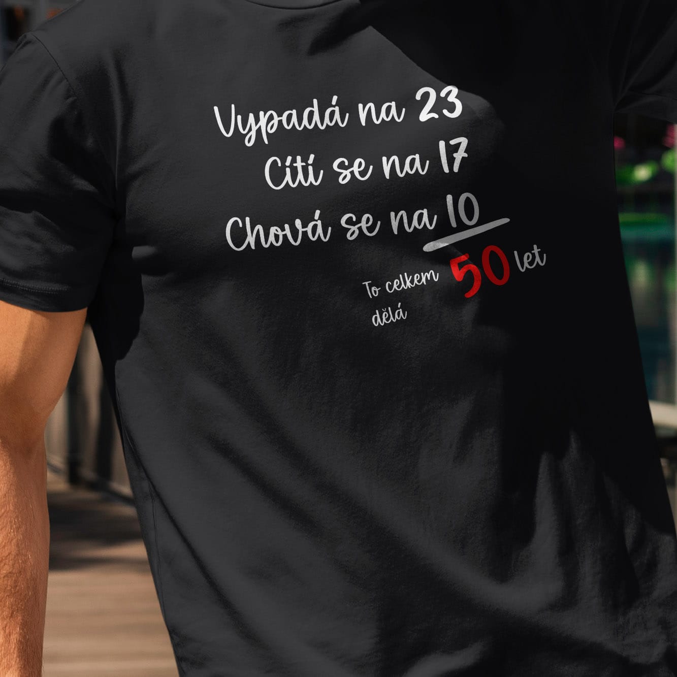 Černé pánské tričko Věková matematika s vlastním věkem