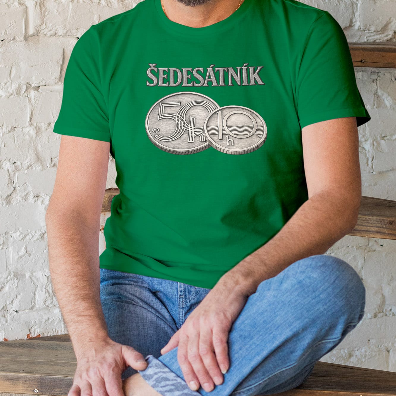 Pánské tričko Šedesátník v barvě středně zelená