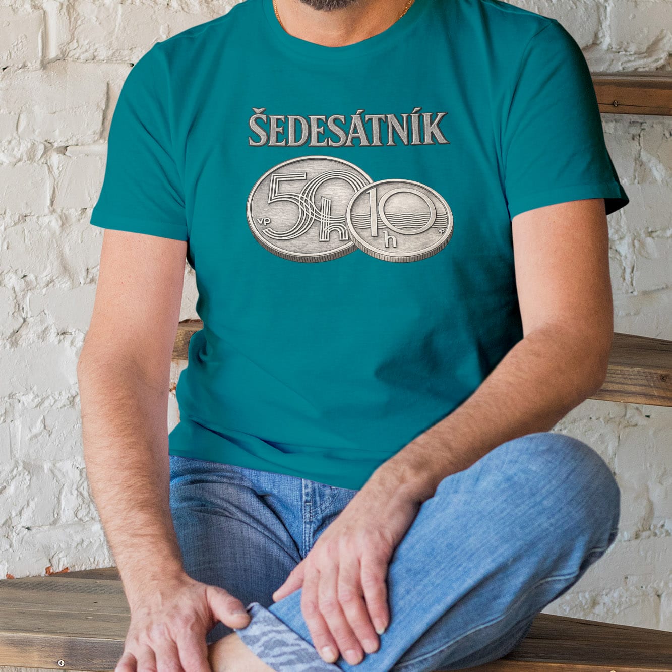 Pánské tričko Šedesátník v barvě emerald