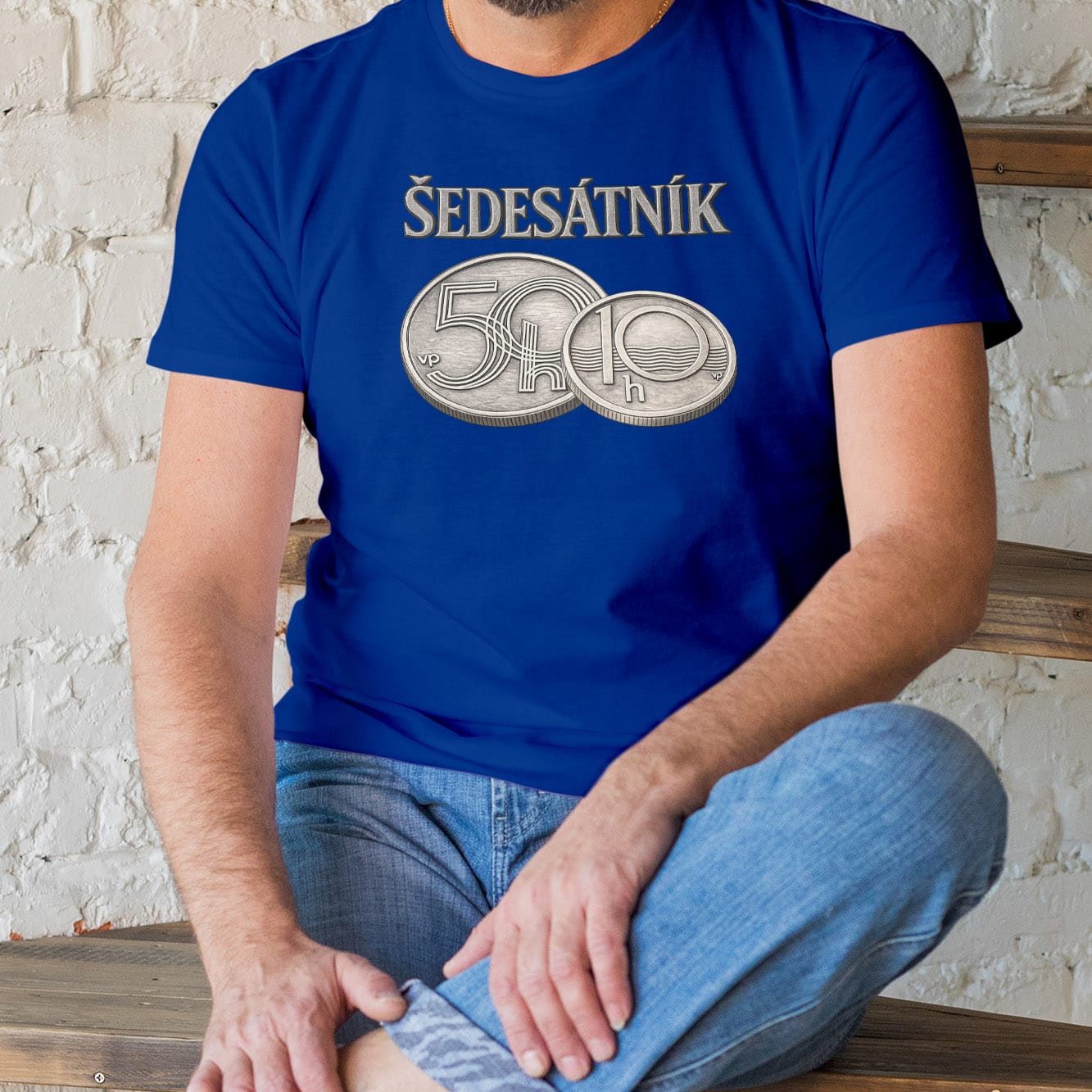 Pánské tričko Šedesátník v barvě královská modrá