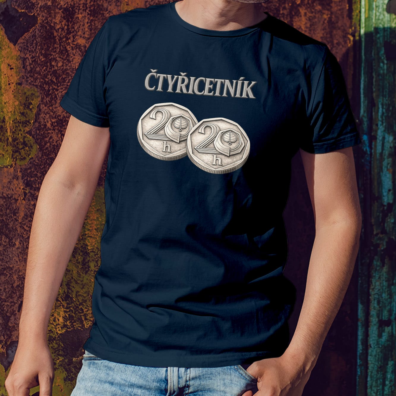 Námořnicky modré pánské tričko Čtyřicetník k 40. narozeninám