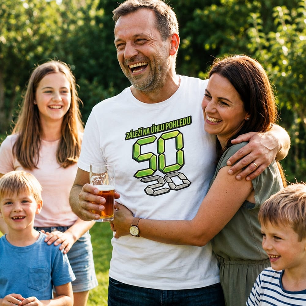 Pánské tričko Záleží na úhlu pohledu s čísly 50 a 20