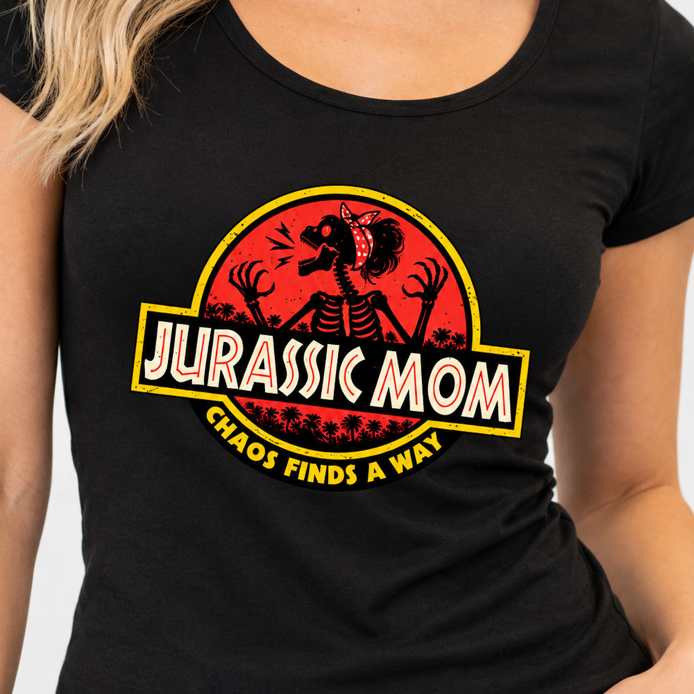 Černé dámské tričko Jurassic Mom