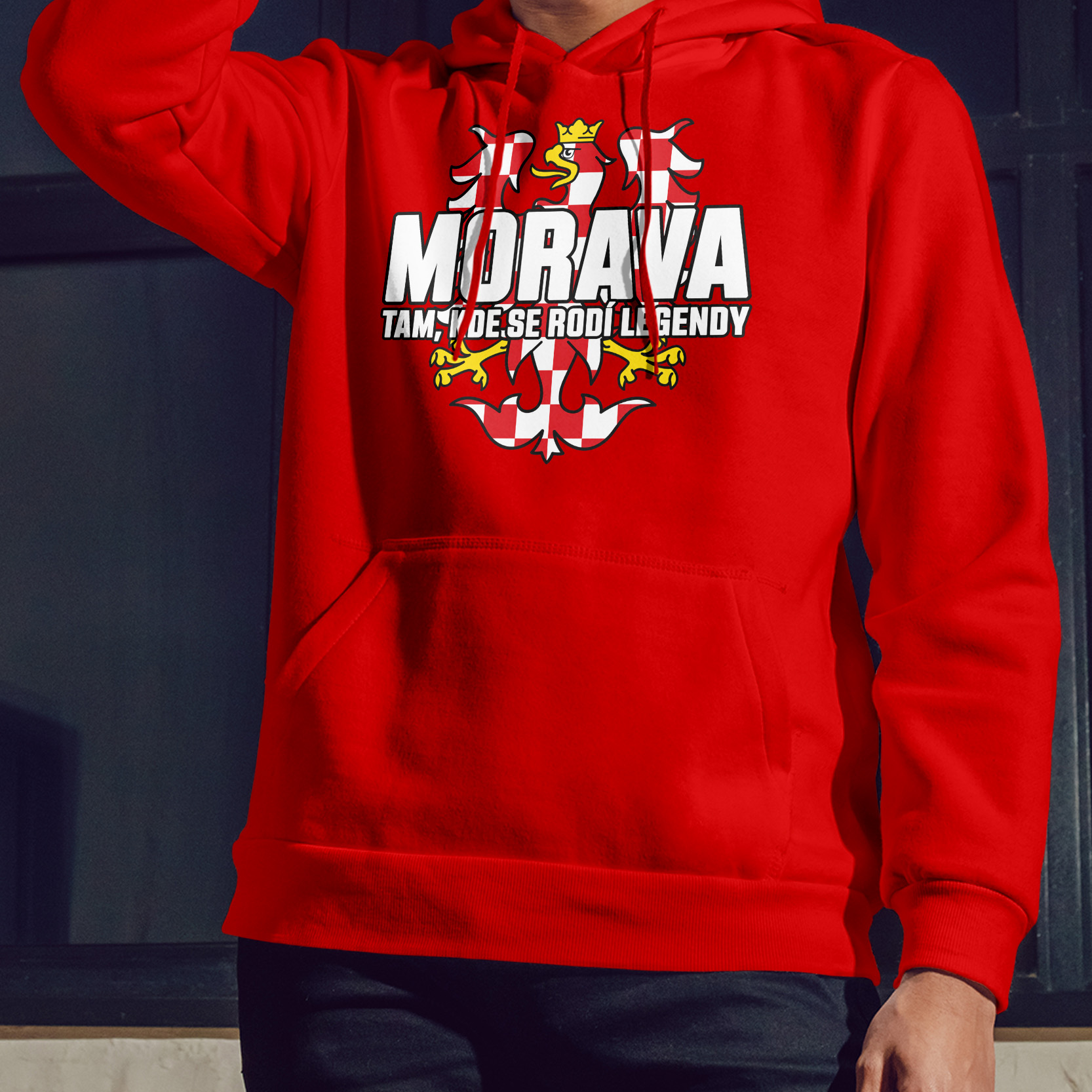 Červená pánská mikina Morava, tam kde se rodí legendy