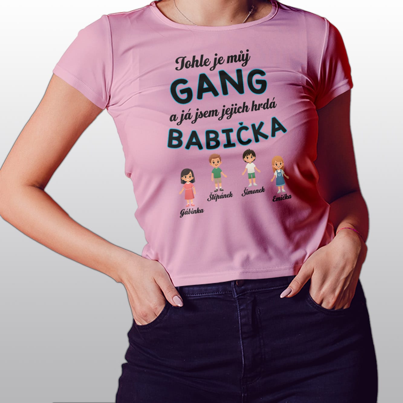 Dámské tričko Hrdá babička v barvě růžová
