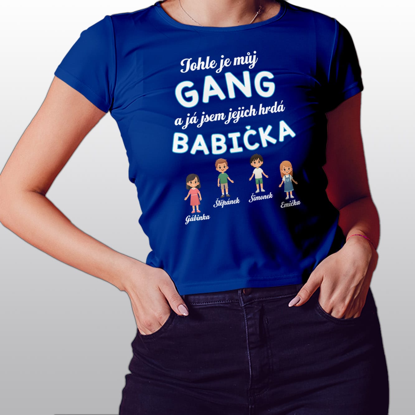 Dámské tričko Hrdá babička v barvě královská modrá